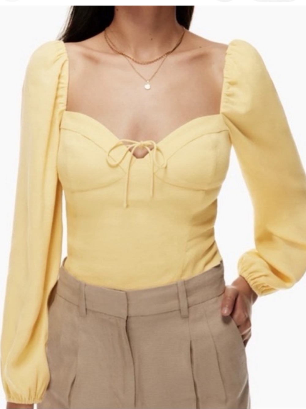 Butter yellow aritzia blouse